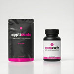 Two products, 'applicunts' and 'pussypop'in', on a white background.